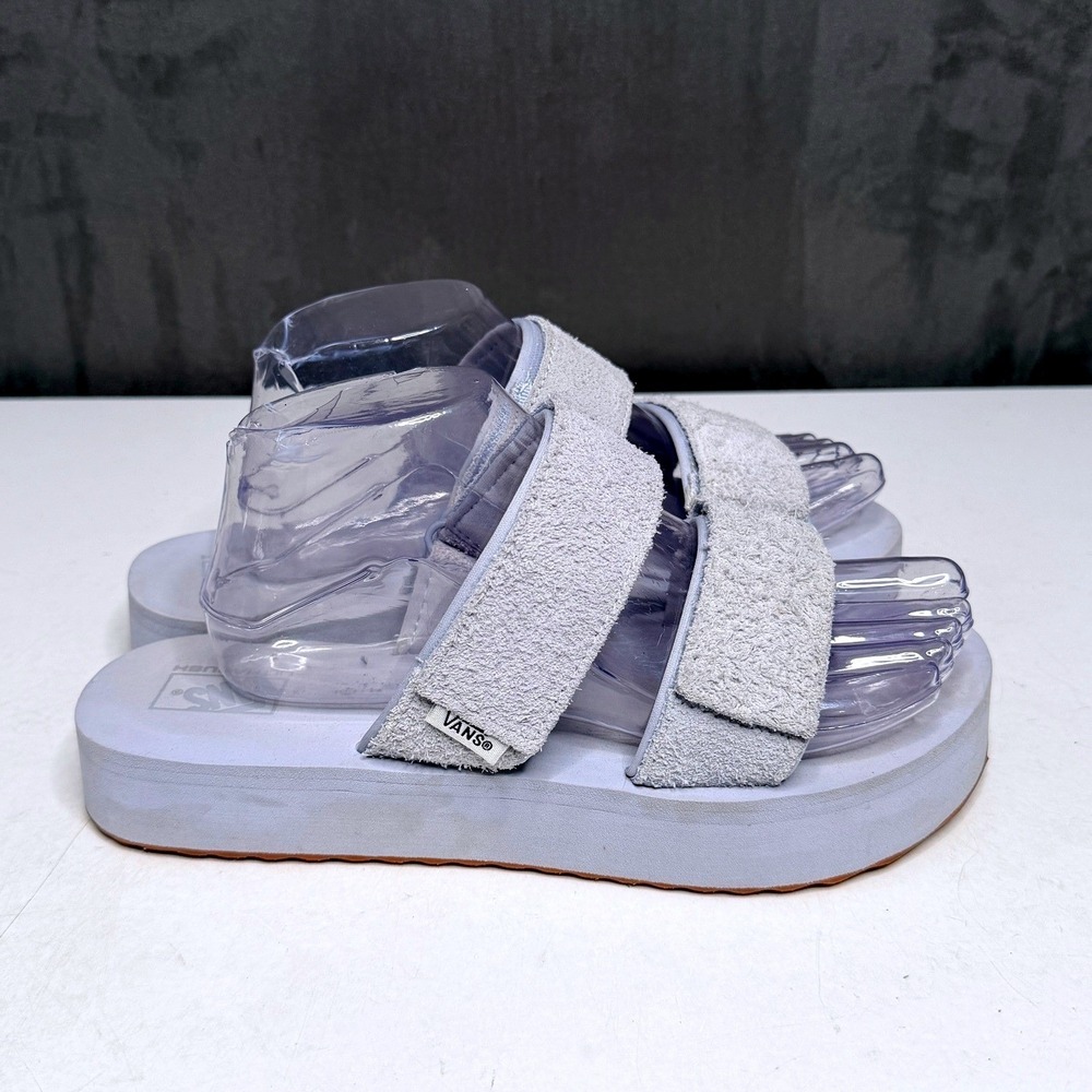 Vans Cayucas Slide Mega Platform Women Size 9 Pastel Blue Suede Strappy Sandals